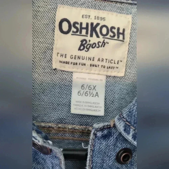 OshKosh B'gosh Kids Classic 100% Cotton Trucker Denim jean Jacket - Picture 9 of 9